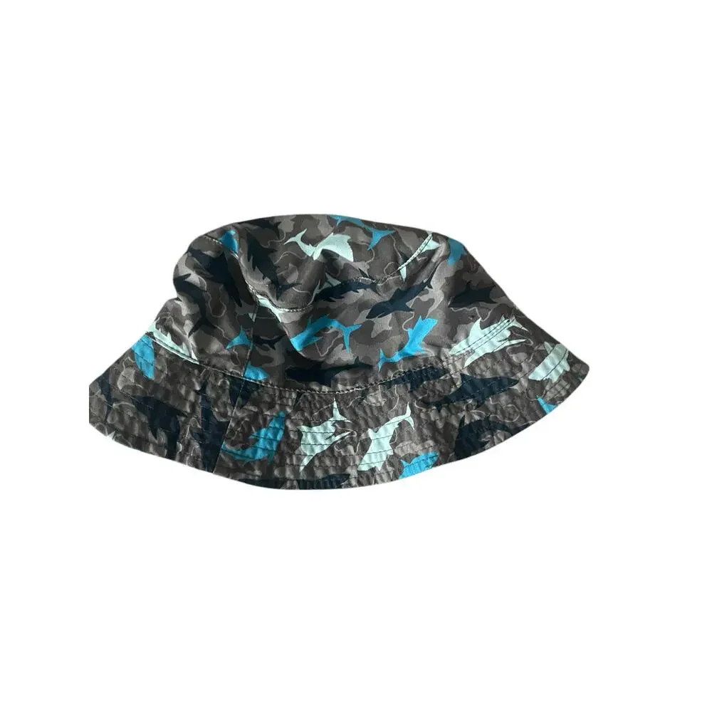 O'Rageous Boys' Gray Black Blue Shark Print Sun Hat